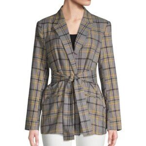 NWOT    Ellen Tracy Womens Gray and Yellow Plaid Blazer Size 16 US